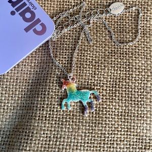 Rainbow Unicorn Necklace with Silver Chain